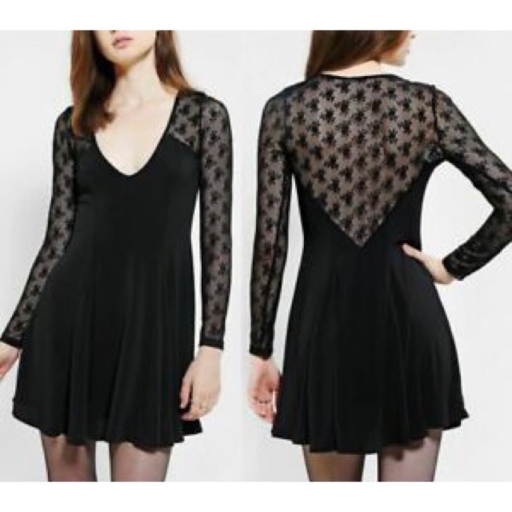 UO Kimchi Blue Black Lace Skater Dress NWT!